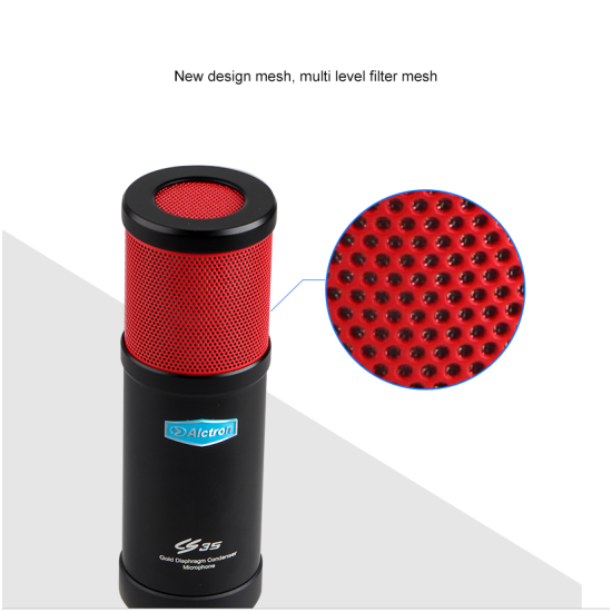 CS35 Hypercardioid condenser microphone studio sound recording vocal mic with shock mount and pop filter red