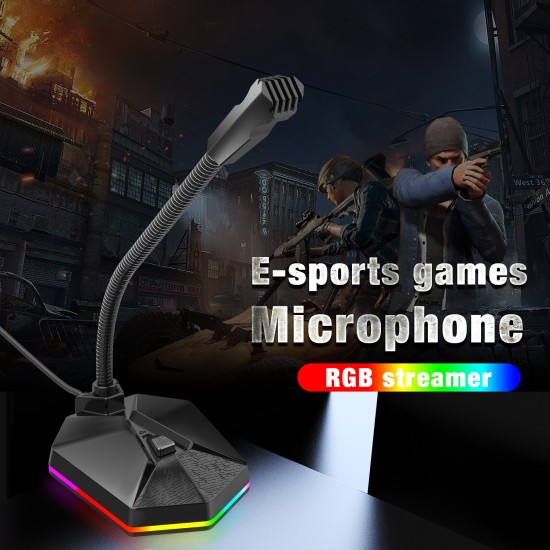 Computer  Usb  Microphone Rgb Luminous Flexible Microphone Chat Video Conference Microphone black