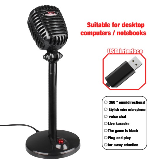 Computer Rotatable Usb  Microphone Drive-free Voice Chat Device Video Conference Microphone black