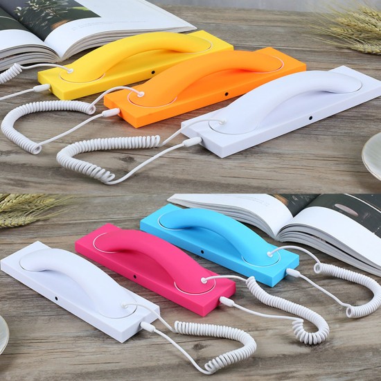 Fashion Retro Phone Handset Mic Telephone Cell Phone Handset Receiver External Headset White