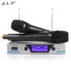 V3 Dual Channels Wireless Microphone Mic System Hi-Fi Sound Wireless Mic System for KTV Silver_EU plug