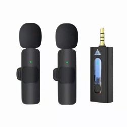 Wireless 3.5mm Lavalier Microphone Condenser Mic for Camera Speaker Smartphone Recording Microphone K35 1 to 2