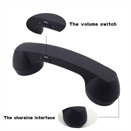 Wireless Bluetooth Retro Receiver Anti-radiation Telephone Handset External Microphone Call Black