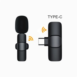 Wireless Lavalier Microphone Noise Reduction 48khz Real-time Radio Mini Type-c Mic Black