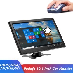 10.1" Lcd HD Monitor Color Screen 2 Channel Video Input Security Display with Speaker bnc avi vga US Plug