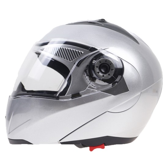 105 Full Face Helmet Electromobile Motorcycle Transparent Lens Protective Helmet Silver XL