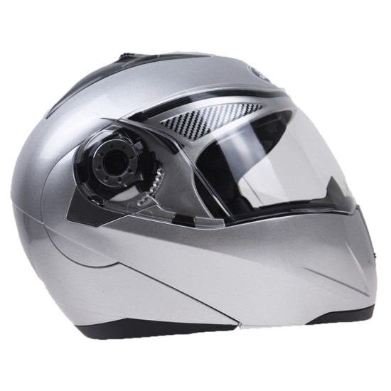 105 Full Face Helmet Electromobile Motorcycle Transparent Lens Protective Helmet Silver XXL