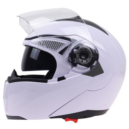 105 Full Face Helmet Electromobile Motorcycle Transparent Lens Protective Helmet White L