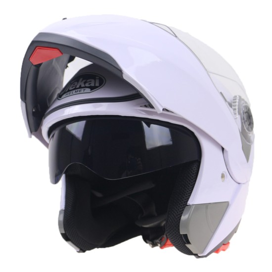 105 Full Face Helmet Electromobile Motorcycle Transparent Lens Protective Helmet White XL