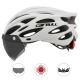 Cairbull Helmet Ultralight Off-road Mountain Bike Cycling Helmet with Removable Visor Taillight Black white_M / L (54-61CM)