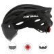 Cairbull Helmet Ultralight Off-road Mountain Bike Cycling Helmet with Removable Visor Taillight Black red_M / L (54-61CM)