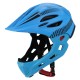 Children Bike Riding 16-Hole Breathable Helmet Detachable Full Face Chin Protection Balance Bicycle Safety Helmet with Rear Light Black White_One size