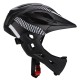 Children Bike Riding 16-Hole Breathable Helmet Detachable Full Face Chin Protection Balance Bicycle Safety Helmet with Rear Light all Black_One size