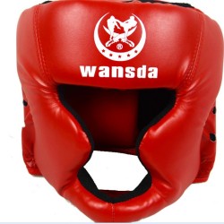 Closed Full-Face Boxing Protection Gear Headgear Head Guard Trainning Helmet for Muay Thai Kickboxing red