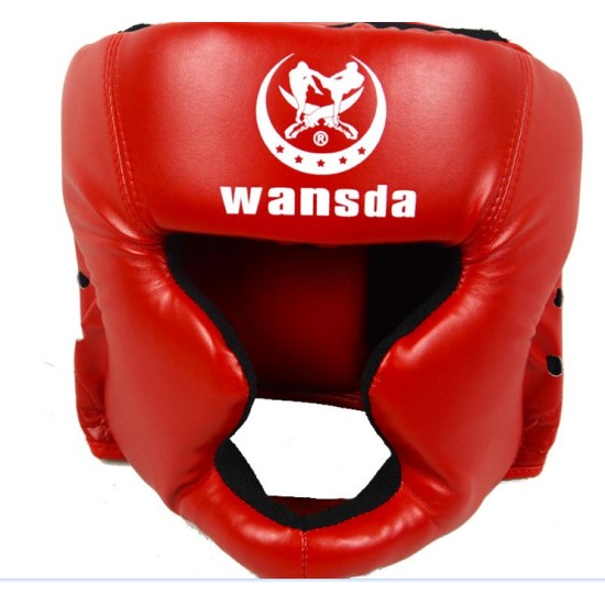 Closed Full-Face Boxing Protection Gear Headgear Head Guard Trainning Helmet for Muay Thai Kickboxing red