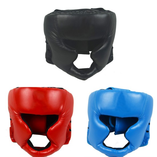 Closed Full-Face Boxing Protection Gear Headgear Head Guard Trainning Helmet for Muay Thai Kickboxing red