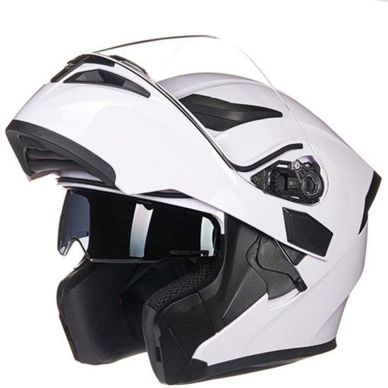 Double Lens Motorcycle Helmet Washable Liner Aerodynamic Design Helmet Red L