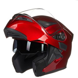 Double Lens Motorcycle Helmet Washable Liner Aerodynamic Design Helmet Red L