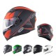 Full Face Motorcycle Helmet Sun Visor Dual Lens Moto Helmet Black gray one-eyed wolf_L