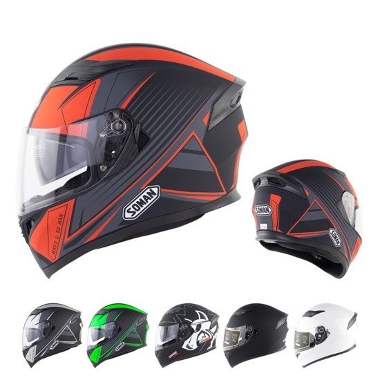 Full Face Motorcycle Helmet Sun Visor Dual Lens Moto Helmet Fluorescent green acceleration_XL