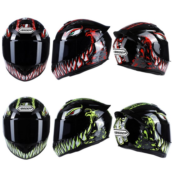 Men Women Motorcycle Helmet Large Tail Full Face Helmet Racing Motorcycle Running Helmet Red_M