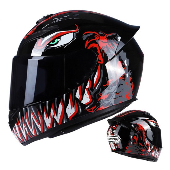 Men Women Motorcycle Helmet Large Tail Full Face Helmet Racing Motorcycle Running Helmet Yellow_L