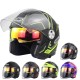 Motorcycle Helmet 3/4 Electrical Helemets Dual Visor Half Face Motorcycle Helmet   Black Silver Sky Array_L