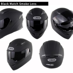 Motorcycle Helmet Men Women Full Face Helmet Moto Riding Motocross Motorbike Helmet  Matte black with tea lens_XL