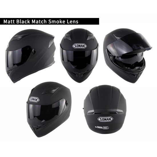 Motorcycle Helmet Men Women Full Face Helmet Moto Riding Motocross Motorbike Helmet  Matte black with tea lens_XL