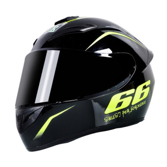 Motorcycle Helmet cool Modular Moto Helmet With Inner Sun Visor Safety Double Lens Racing Full Face the Helmet Moto Helmet Knight Bright Black 66_XXXL