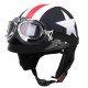 Retro Style Sunscreen  Helmet Half Helmet With Goggles For Motorcycle Electric Bike Bright Black