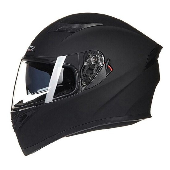 Unisex Full Face Cool Motorcycle Helmet with Dual Lens Racing Head Protector Bright black_L