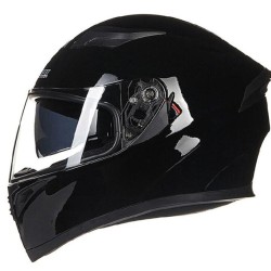 Unisex Full Face Cool Motorcycle Helmet with Dual Lens Racing Head Protector Bright black_L