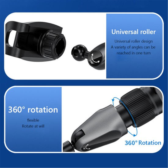 360 Degrees Rotatable Retractable Car Phone Holder Rearview Mirror Driving Recorder Bracket Black