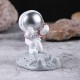 Astronaut Model Mobile Phone  Holder Bracket Night Light Fashion Stable Anti-slip Tablet Desktop Stand Resin Decorative Crafts Push Hand (Silver)