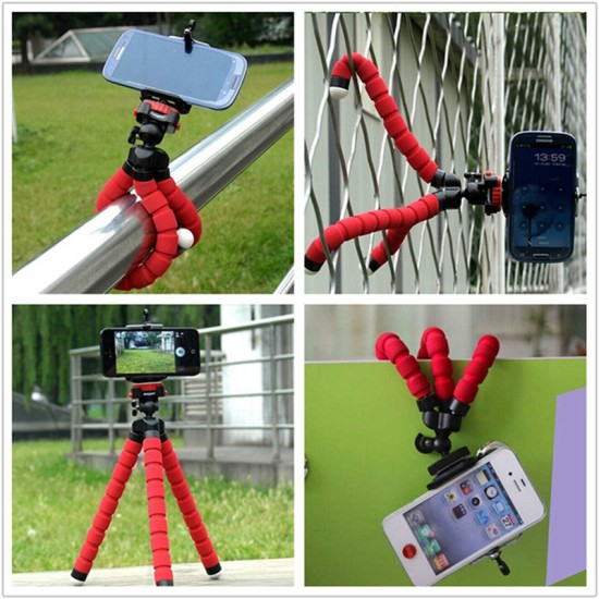 Flexible Portable Adjustable Tripod Mini Universal Octopus Leg Style Bluetooth Selfie Stick  black_Without Bluetooth remote control