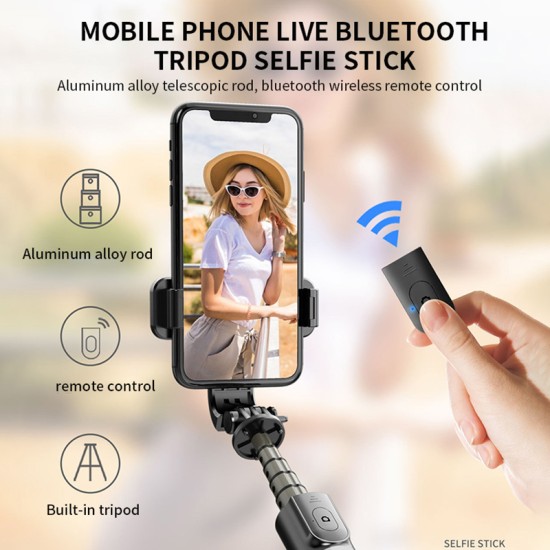 L03 Selfie Stick Bluetooth Selfie Tripod Foldable Handheld Monopod Tripod Shutter Remote Camera black