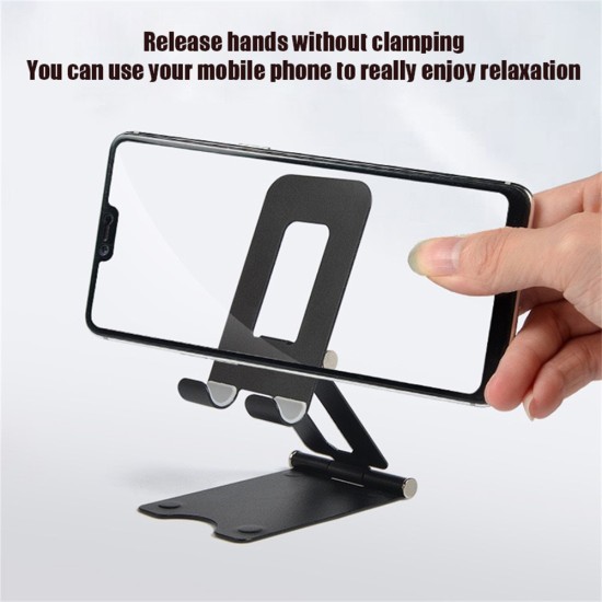 Metal Adjustable Mobile  Phone  Bracket Solid Color Universal Tablet Holder Foldable Portable Desk Stand For Home Office Supplies black