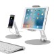 Mobile Phone Tablet Stand Desktop Aluminum Alloy Holder Adjustable Collapsible Phone Holder for 4-14 Inches Silver