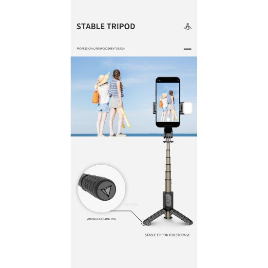 Portable Mini Q10s Selfie  Stick 10 M Wireless Remote Control Design Integrated Multi-function Bluetooth-compatible Tripod Q11Stainless Steel Rod 74CM