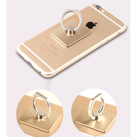 Portable Universal Metal Finger Ring Phone Holder - 360° Rotating Bracket for iPhone Samsung, Black