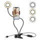 Selfie Flash Ring Light Mobile Phone Holder 24 LED Camera Long Arm USB Clip black