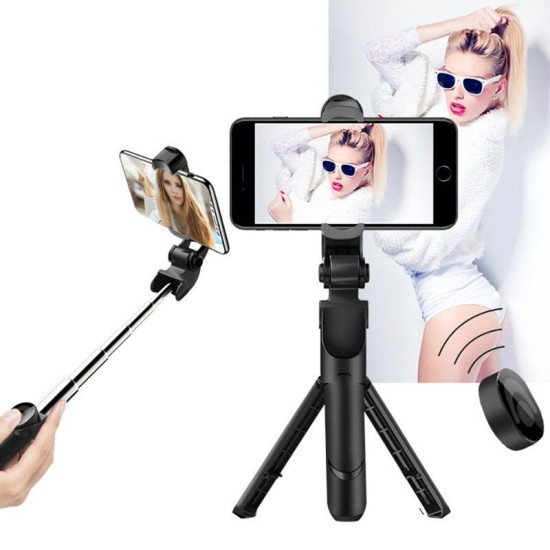 XT09 Tripod Stand Extendable 360° Rotation Self-timer Bluetooth Selfie Stick Monopod Foldable Live XT10 Mobile Phone Bracket XT09 white