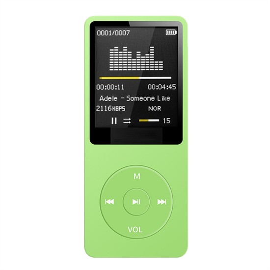 Bluetooth MP3 Music Player Lossless Portable Fm Radio External Ultra-thin Student MP3 Recorder Green