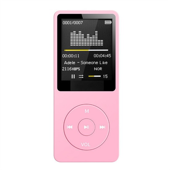 Bluetooth MP3 Music Player Lossless Portable Fm Radio External Ultra-thin Student MP3 Recorder Pink