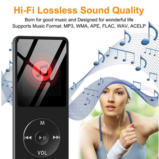 Bluetooth MP3 Music Player Lossless Portable Fm Radio External Ultra-thin Student MP3 Recorder Red