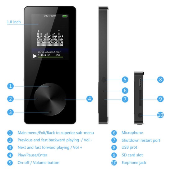 Metal Sports MP3 Insert Card MP4 HD Sound Quality Lossless Record with Screen MP3 Gold