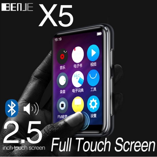 Mini MP3 Player BENJIE X5 Full Screen Bluetooth MP3 Player Student Version Portable MP4 Walkman Music Player  Bluetooth version