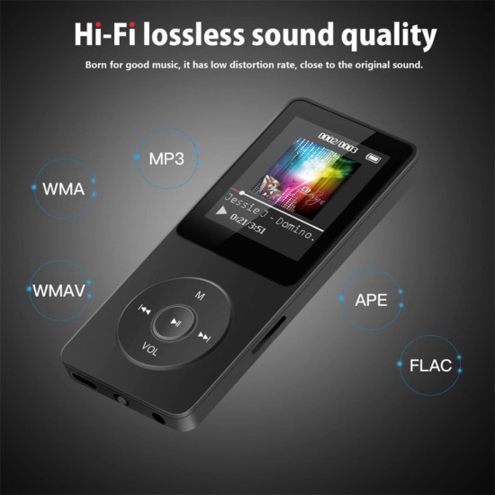 Mini Mp3 Player Mp4 E-book Recording Pen Fm Radio Multi-functional Electronic Memory Card Speaker With Charging Line Headphones blue