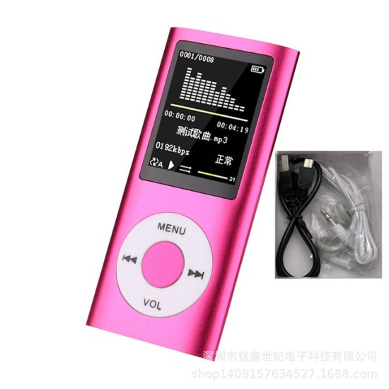 Music Player Radio HIFI Mp3 Player Digital LCD Screen Voice Recording FM Player Pink